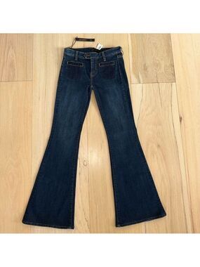 Genetic Denim The Adriane Mid-Rise Quilted Bell Jeans Dark Seafoam Size 24 NWT